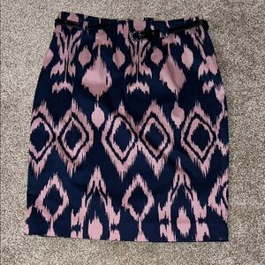 Pink and Navy Patterned Skirt